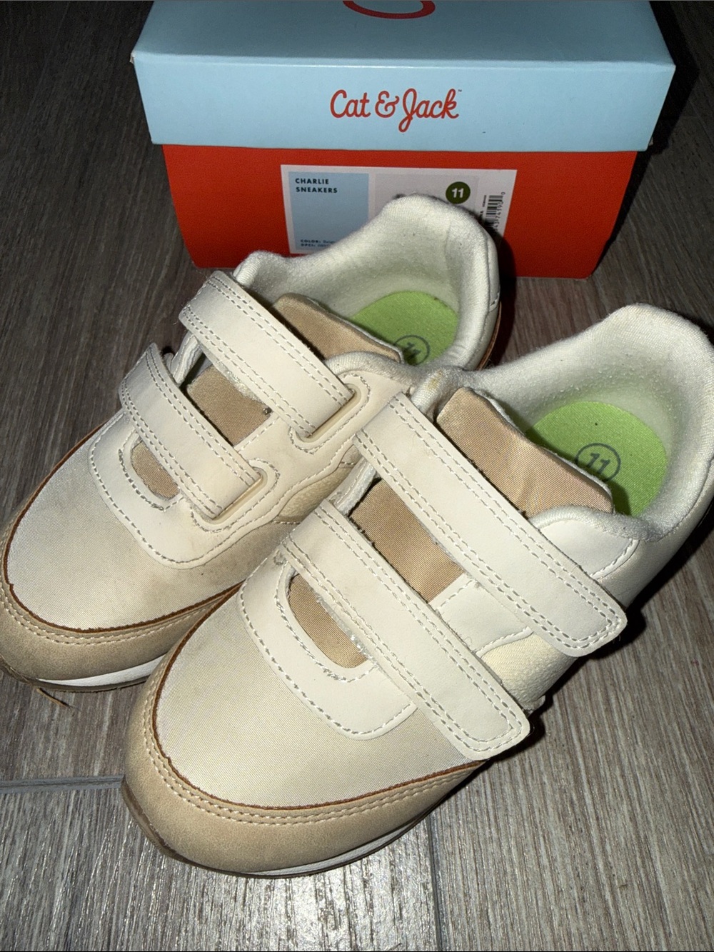 Cat & Jack Cream and Tan Kids Velcro Sneakers
